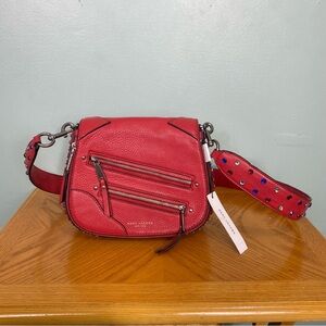 Marc Jacobs PYT Studded Rhinestone Leather Crossbody Bag Purse Red‎